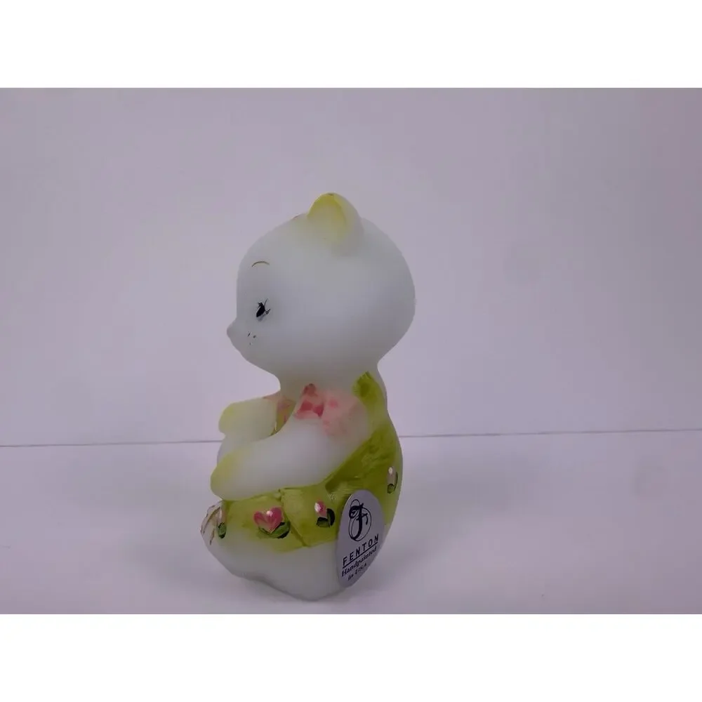 Fenton Limited Edition Spring Season Satin Glass Mini Bear Signed 21/250